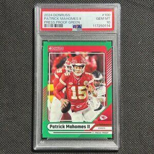 Patrick Mahomes II 2024 Donruss Green Press Proof PSA 10 GEM MINT KC Chiefs